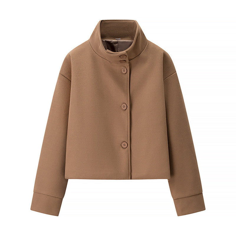 Kurze Damenjacke mit Modernem Kragen und Knopfdetails