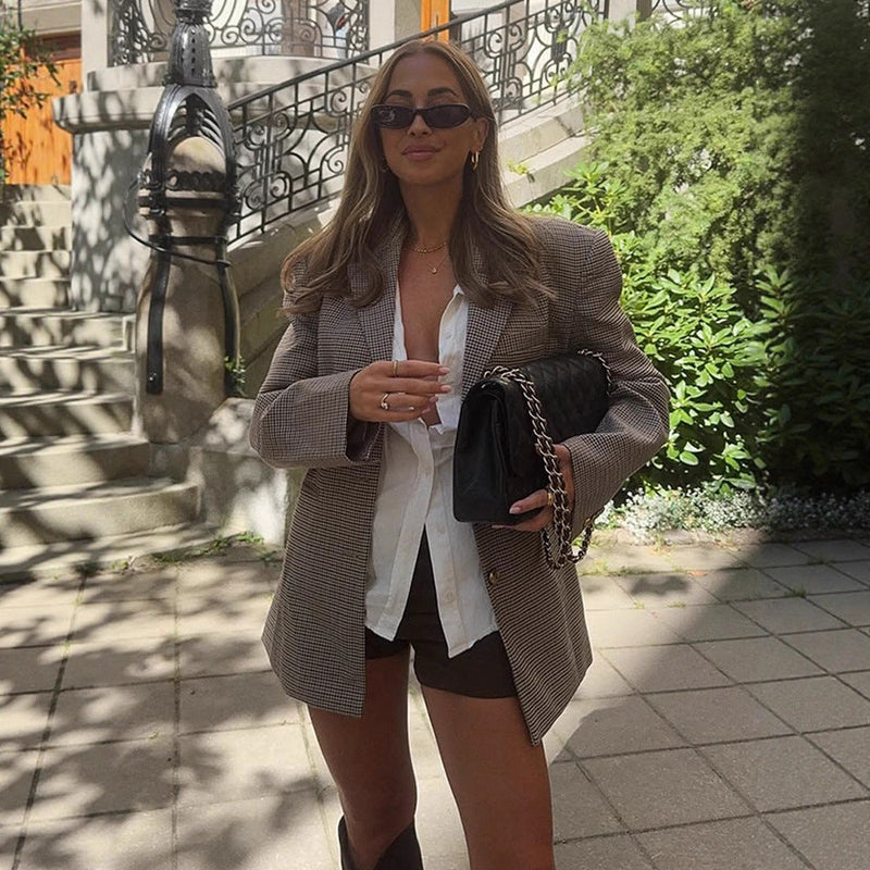 Karoblazer im Oversize-Look für Damen