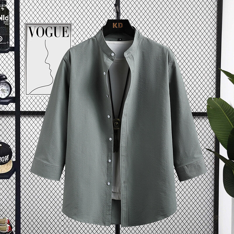 Langarmhemd mit Stehkragen für Herren