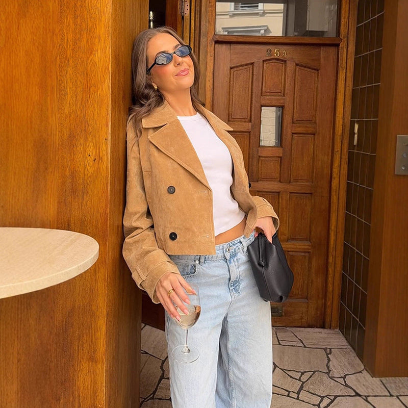 Elegante Cropped Jacke aus Wildleder für Damen