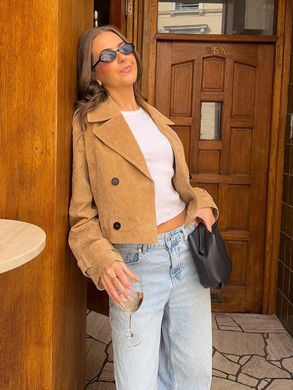 Elegante Cropped Jacke aus Wildleder für Damen