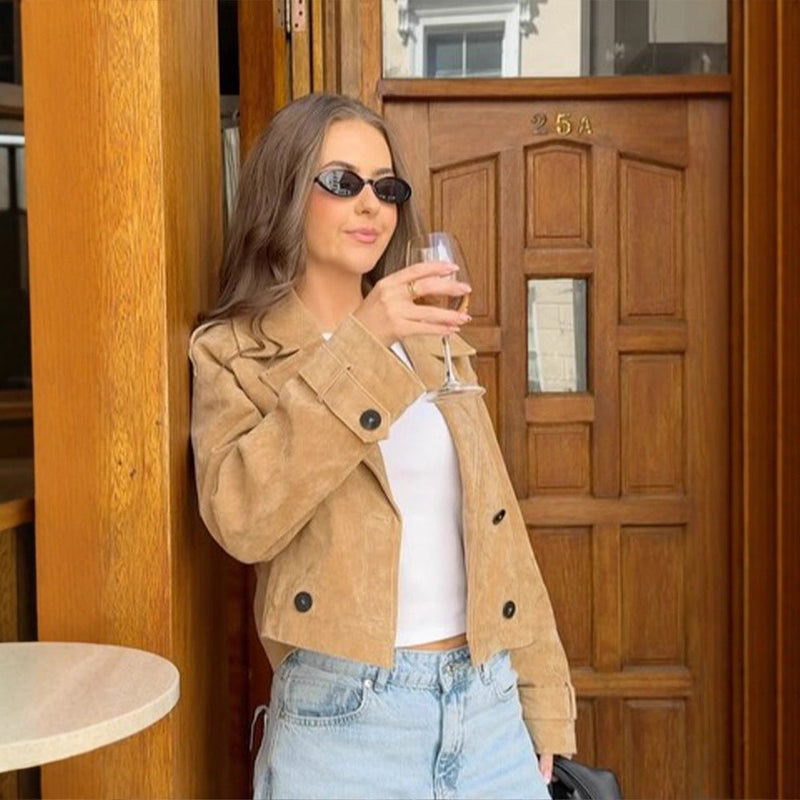 Elegante Cropped Jacke aus Wildleder für Damen