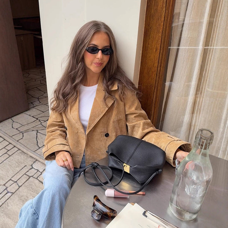 Elegante Cropped Jacke aus Wildleder für Damen