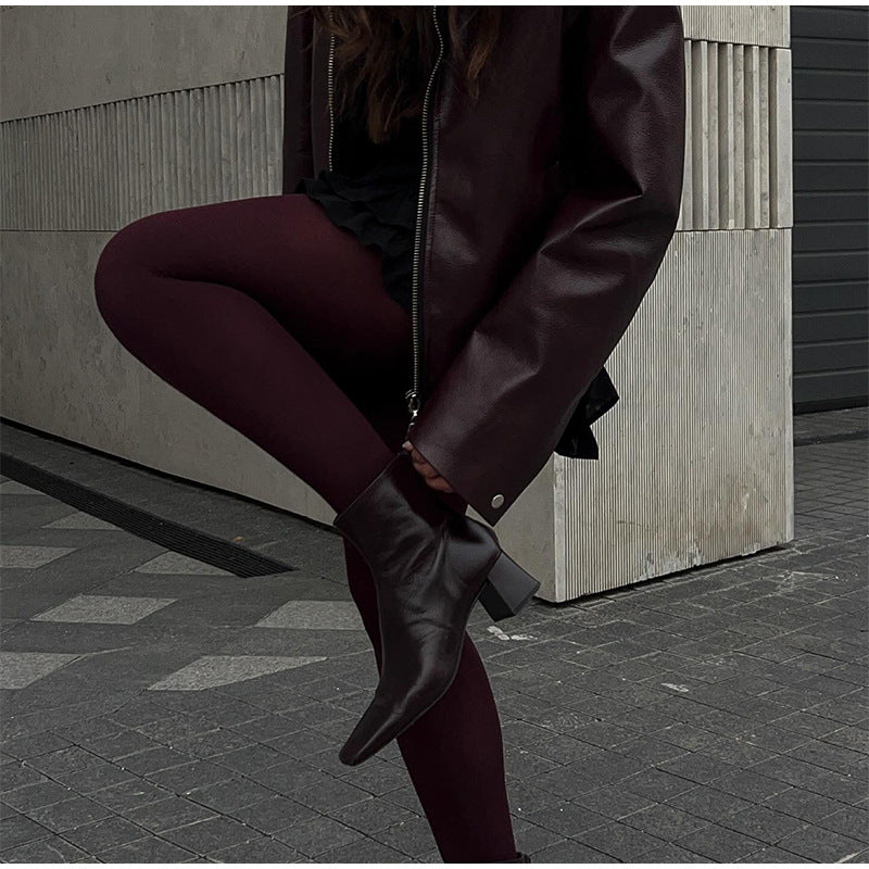 Modische Fake-Lederjacke mit weitem Schnitt für Damen