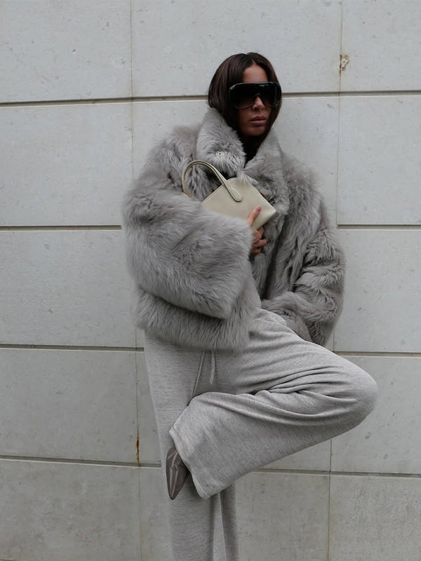 Kunstfelljacke mit Kragen für Damen