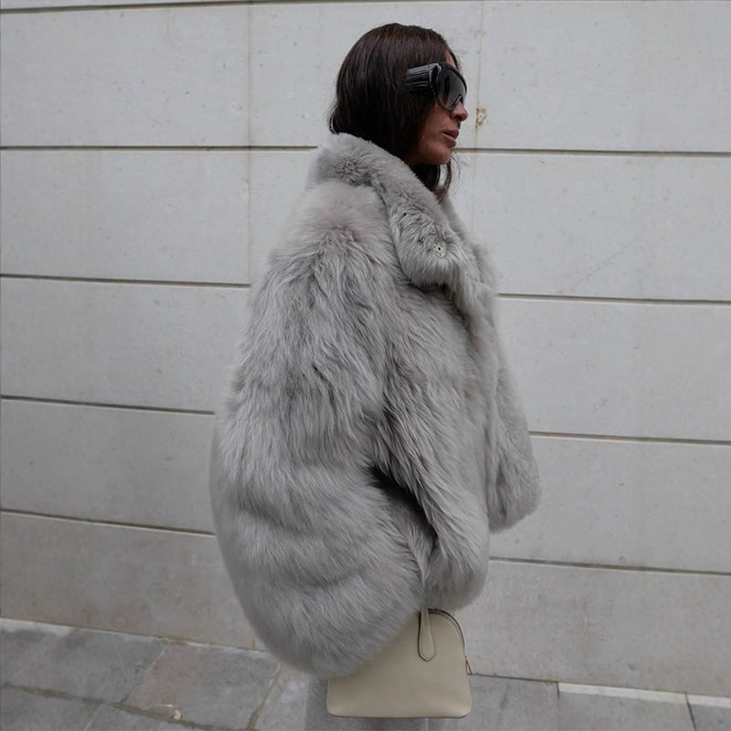 Kunstfelljacke mit Kragen für Damen