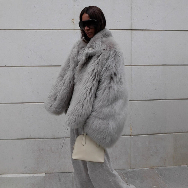 Kunstfelljacke mit Kragen für Damen