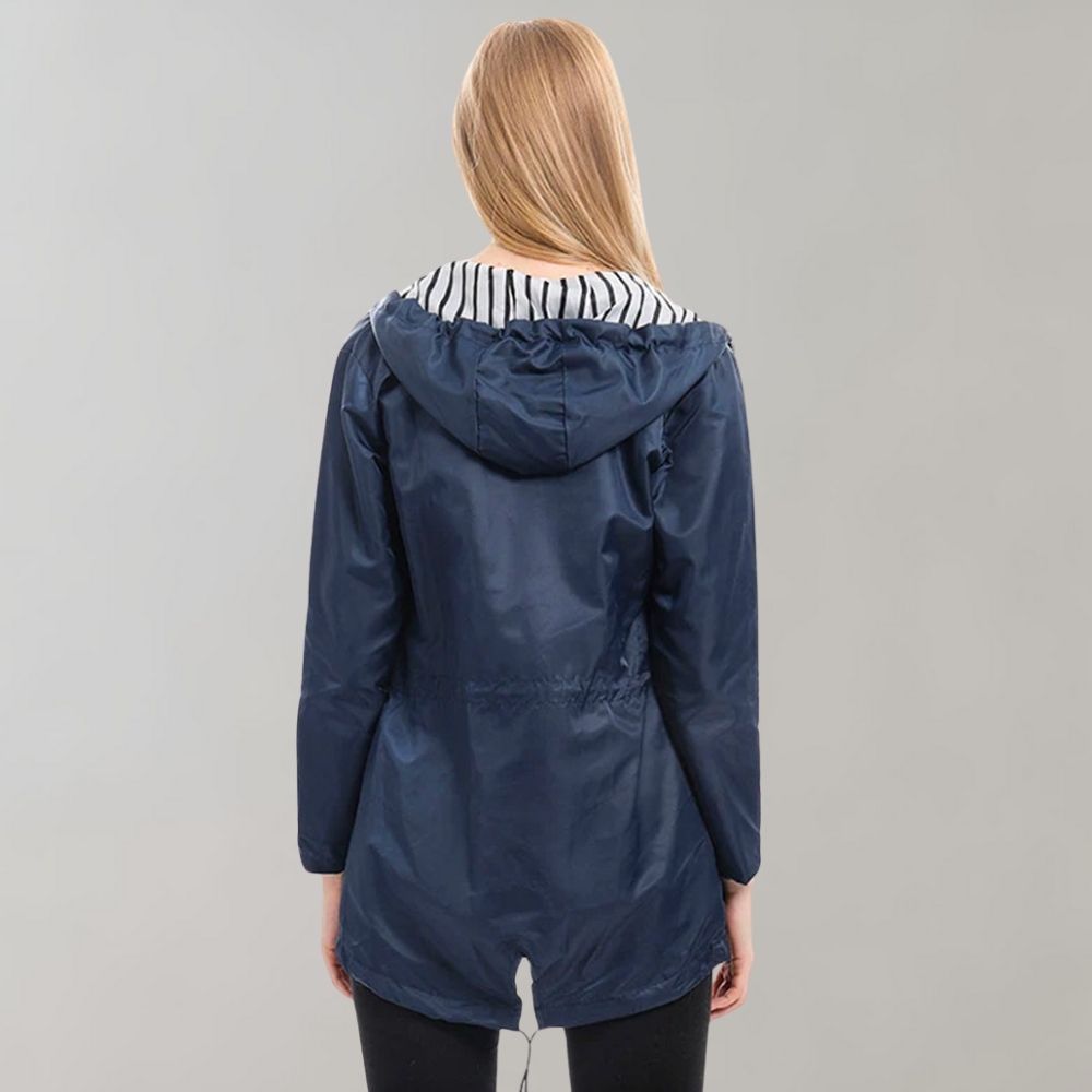 Modische Lange Regenjacke für Damen mit Kapuze