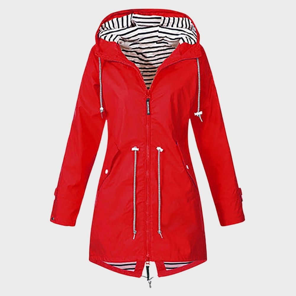 Modische Lange Regenjacke für Damen mit Kapuze