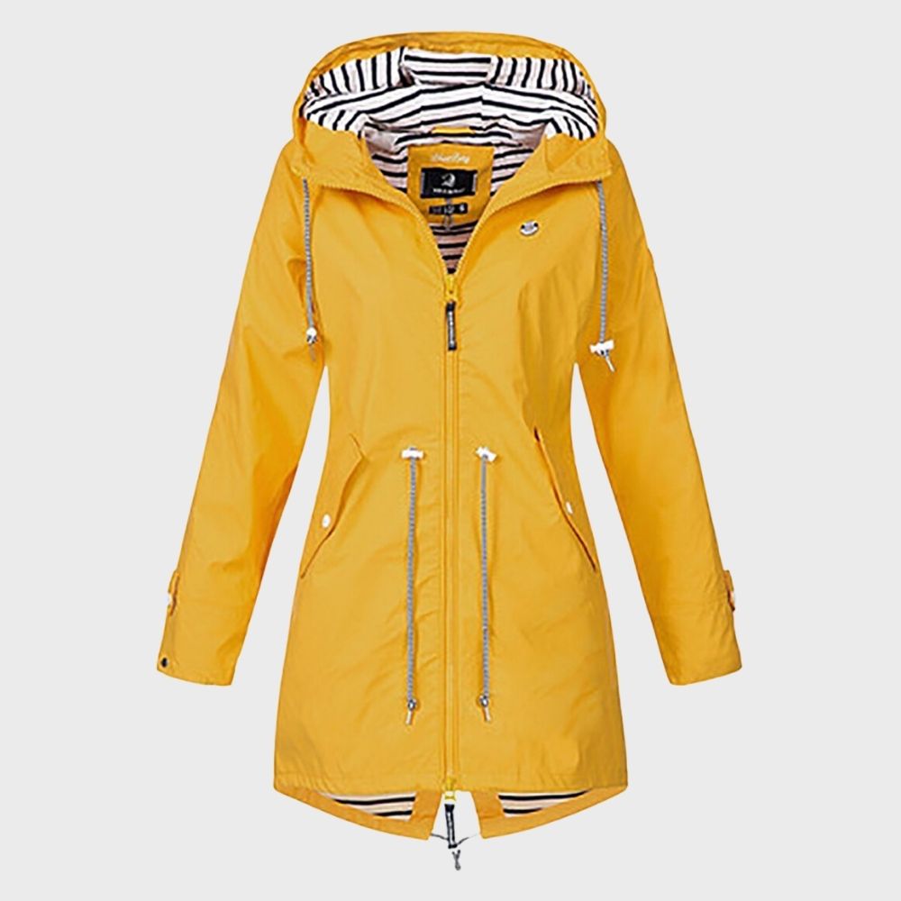 Modische Lange Regenjacke für Damen mit Kapuze