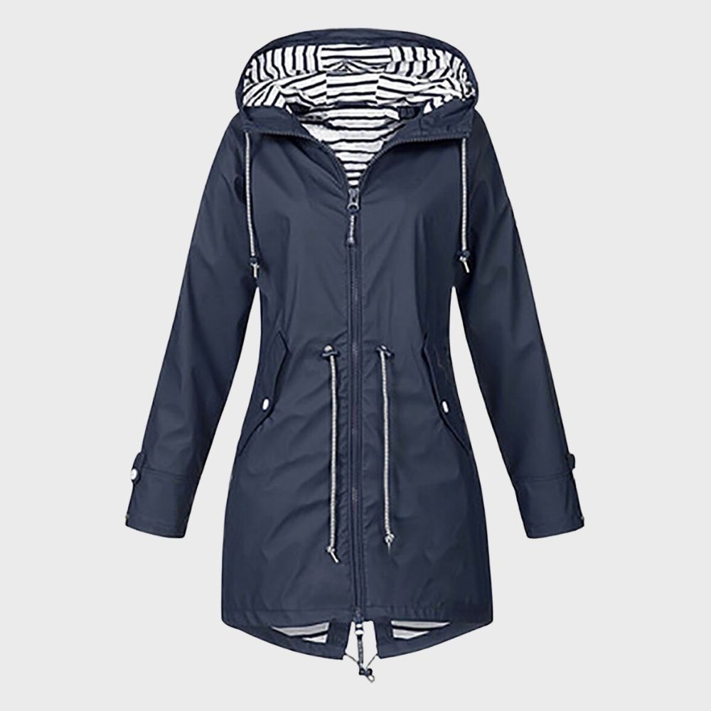 Modische Lange Regenjacke für Damen mit Kapuze