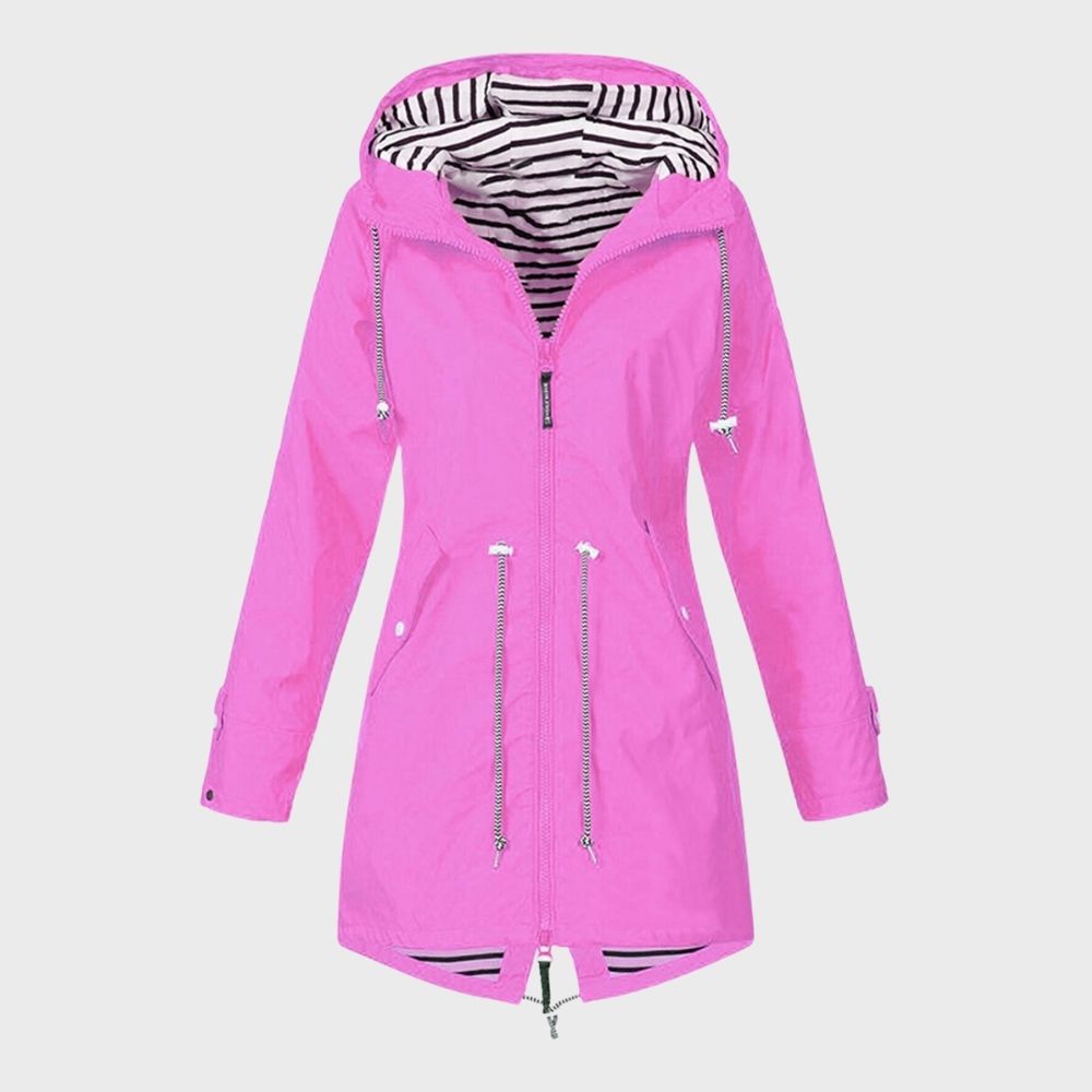 Modische Lange Regenjacke für Damen mit Kapuze