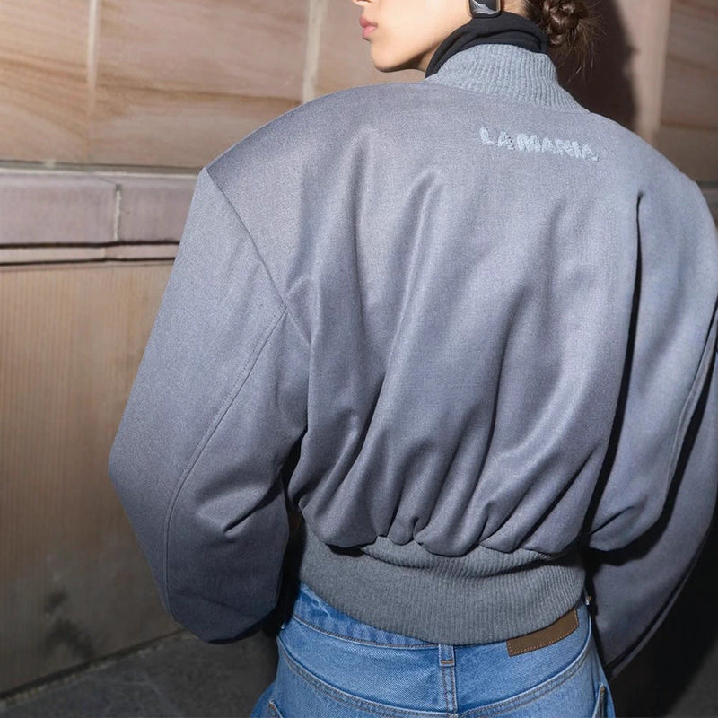 Übergangsjacke mit Druckknöpfen und Puffärmeln für Damen