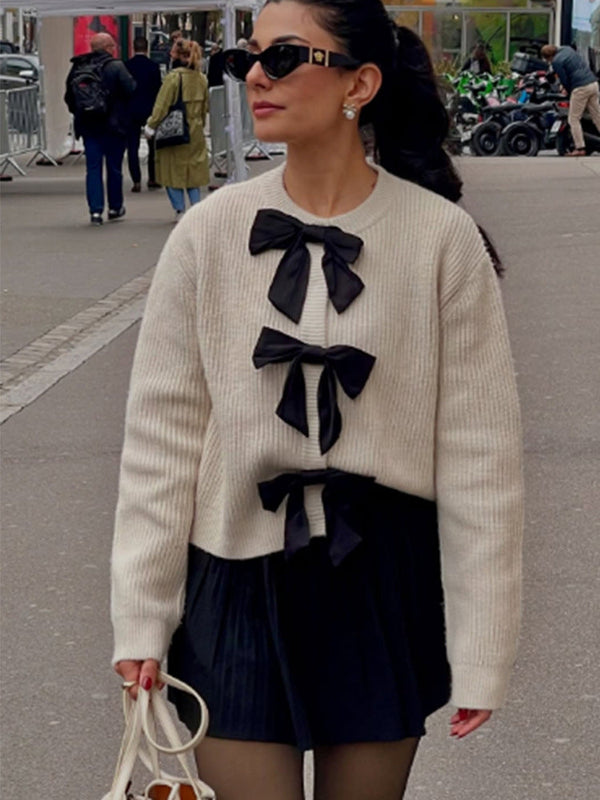 Modischer Pullover mit Zierschleifen für Damen