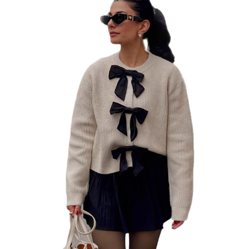 Modischer Pullover mit Zierschleifen für Damen