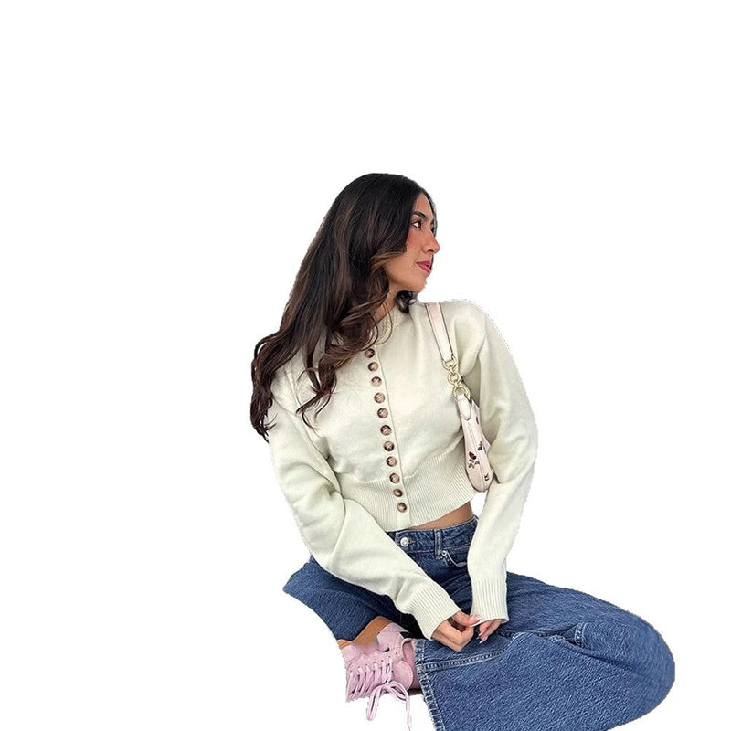 Strickpullover mit Knopfleiste für Damen