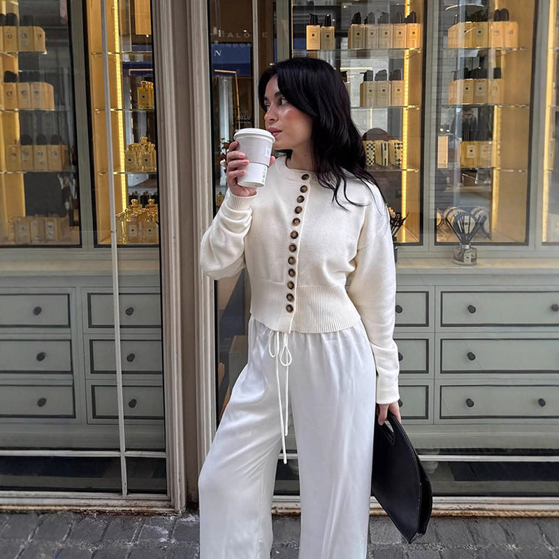 Strickpullover mit Knopfleiste für Damen