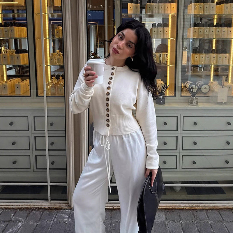 Strickpullover mit Knopfleiste für Damen