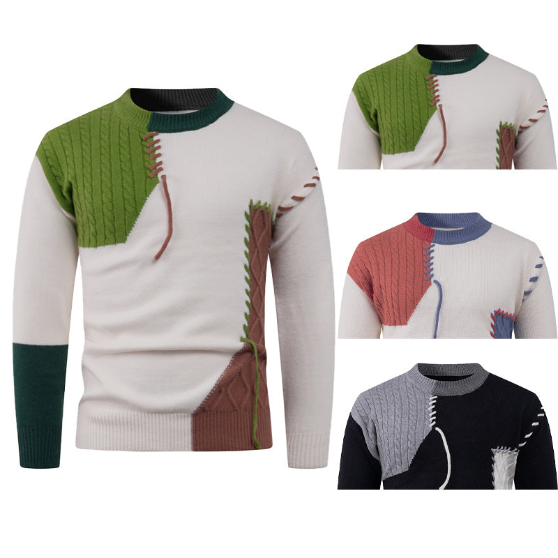 Strickpullover mit asymmetrischem Zopfmuster für Herren