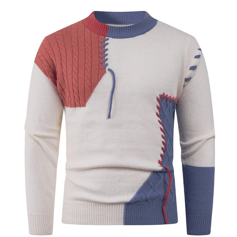 Strickpullover mit asymmetrischem Zopfmuster für Herren