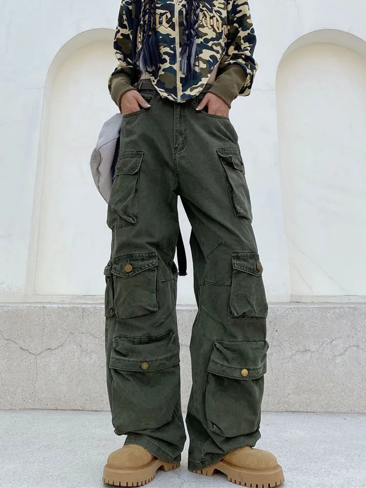 Robin - Retro cargohose mit vielen taschen und weitem bein