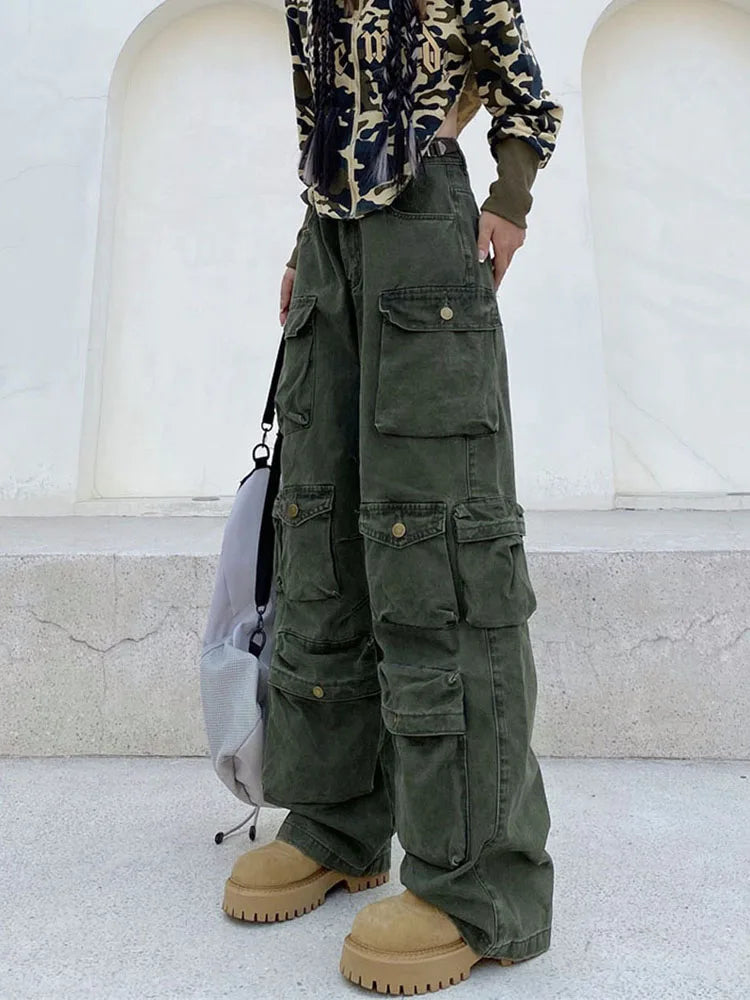 Robin - Retro cargohose mit vielen taschen und weitem bein