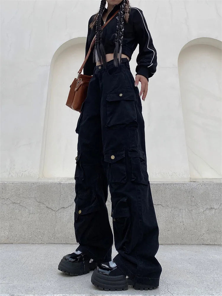 Robin - Retro cargohose mit vielen taschen und weitem bein