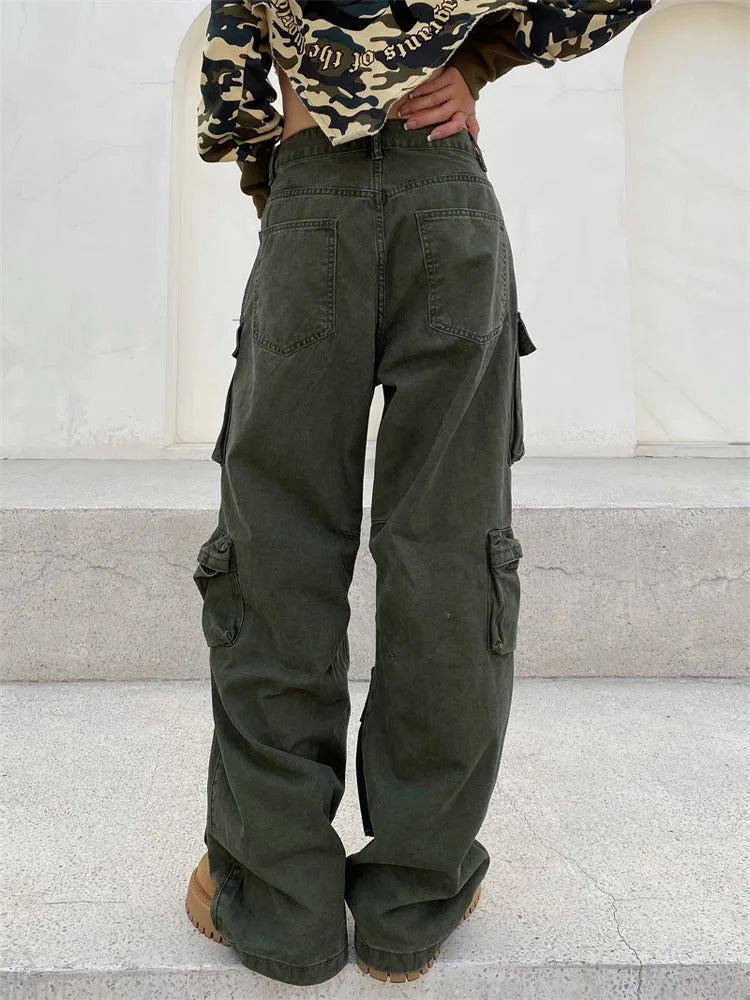 Robin - Retro cargohose mit vielen taschen und weitem bein