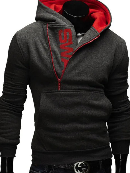 Landon - Stylischer hoodie mit seitlichem reißverschluss