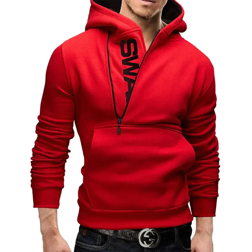 Landon - Stylischer hoodie mit seitlichem reißverschluss