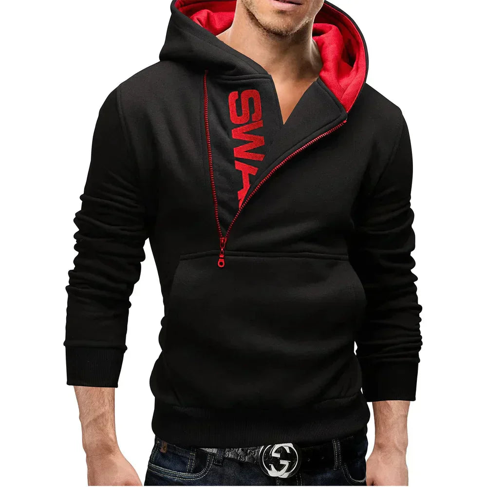 Landon - Stylischer hoodie mit seitlichem reißverschluss