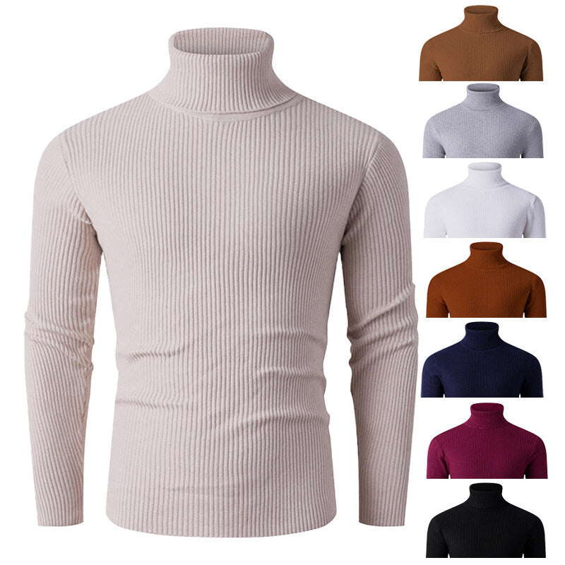 Gerippter Rollkragenpullover für Herren