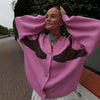 Übergroße Strickjacke mit Kontrastmustern für Damen