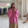 Übergroße Strickjacke mit Kontrastmustern für Damen