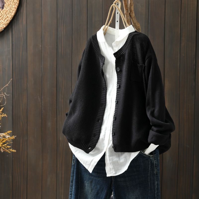 Oversize Strickjacke für Damen mit Knopfleiste