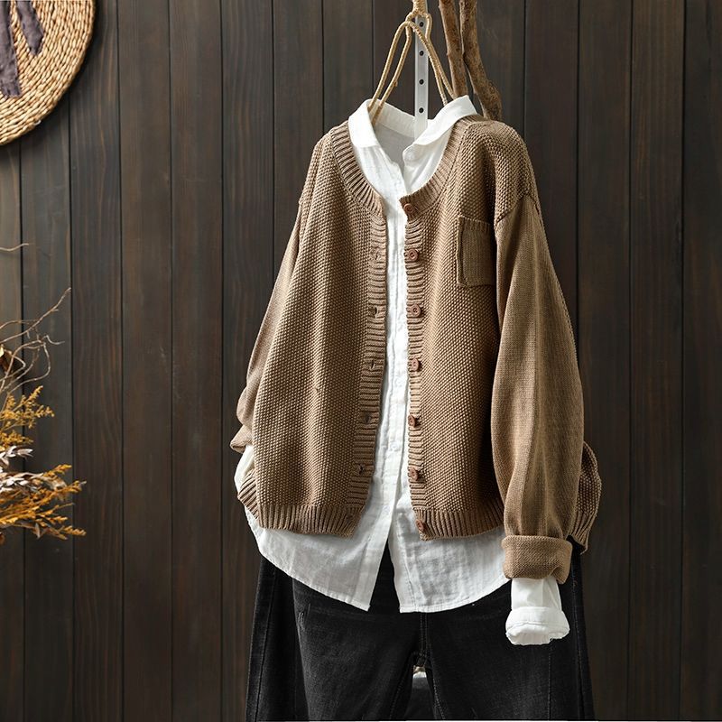 Oversize Strickjacke für Damen mit Knopfleiste