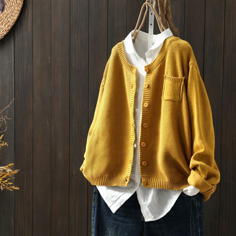 Oversize Strickjacke für Damen mit Knopfleiste