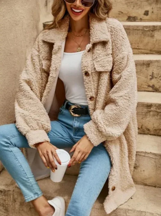 Oversize Teddy Mantel für Damen Winter