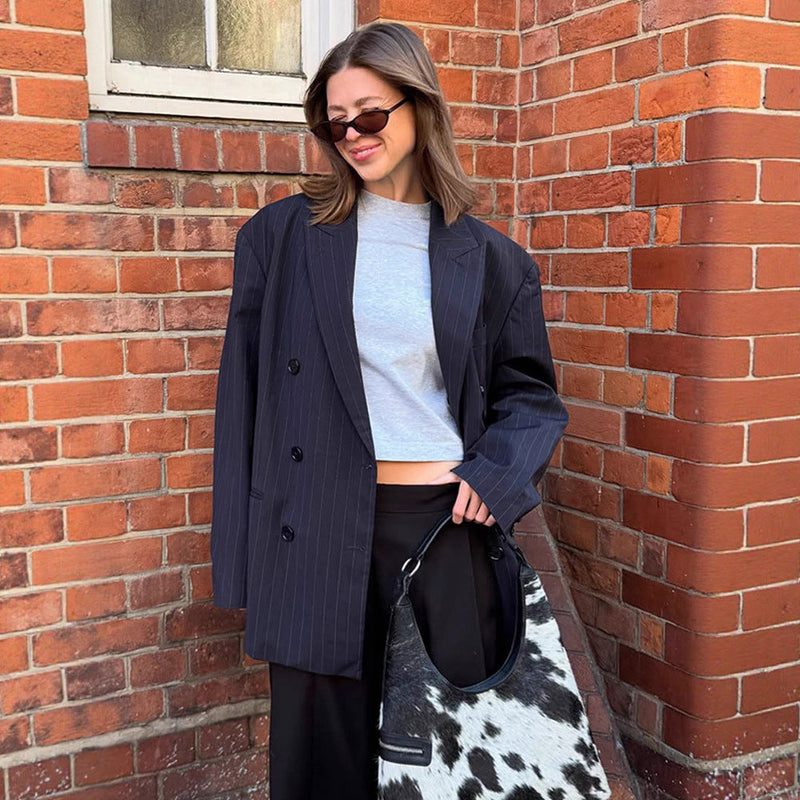 Oversized Blazerjacke für Damen mit Nadelstreifen