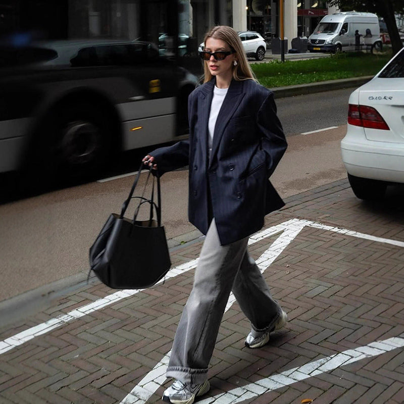 Oversized Blazerjacke für Damen mit Nadelstreifen