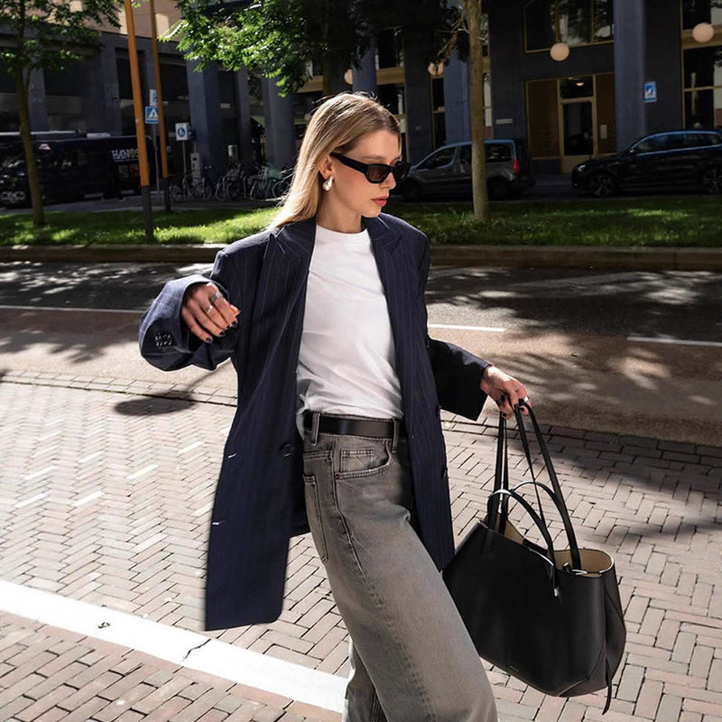 Oversized Blazerjacke für Damen mit Nadelstreifen