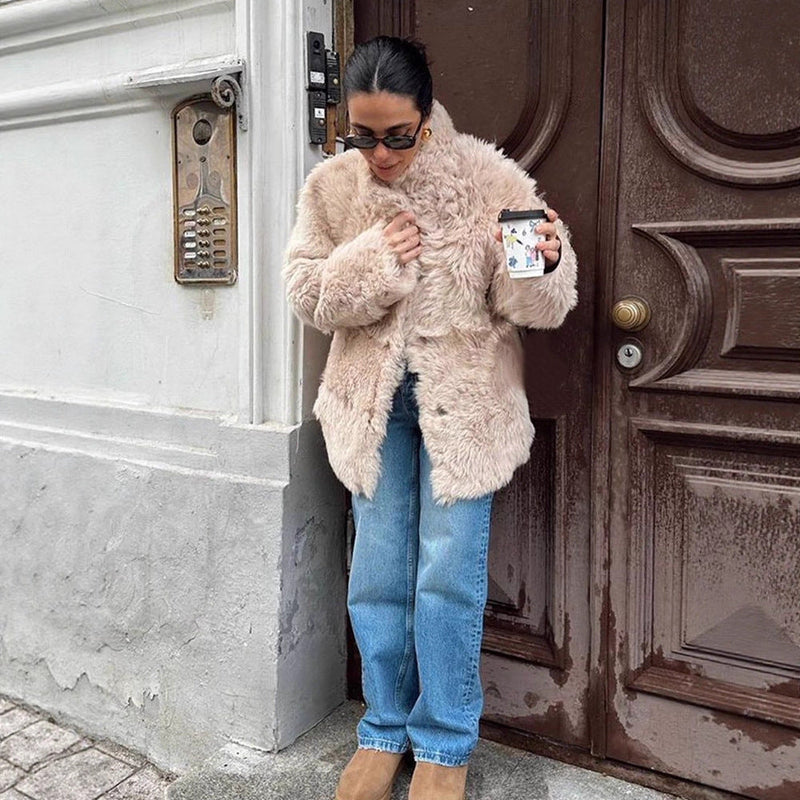 Oversized Kunstpelzjacke für Damen