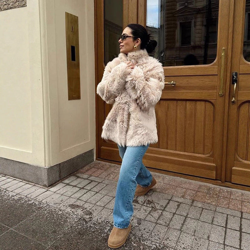 Oversized Kunstpelzjacke für Damen
