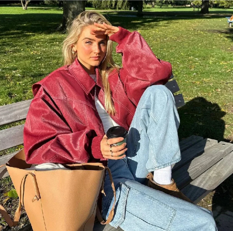 Oversized Rote Jacke für Damen