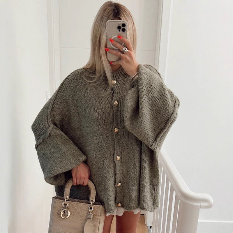 Oversized Strickcardigan mit Knopfdetails für Damen