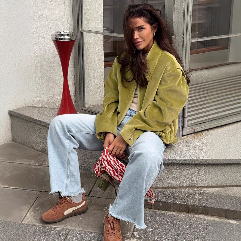 Oversized Wickeljacke für Damen mit Kuschelkragen