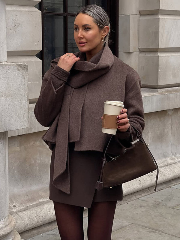 Oversized Wickeljacke mit Kuschelkragen für Damen