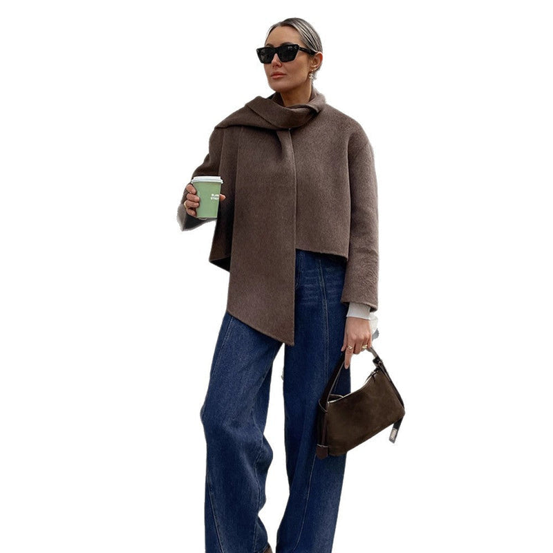 Oversized Wickeljacke mit Kuschelkragen für Damen