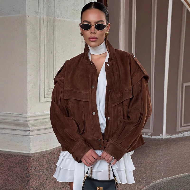 Oversized Wildlederjacke für Damen