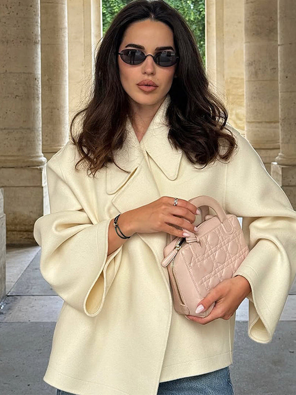 Oversized Wolljacke mit Voluminösen Ärmeln für Damen